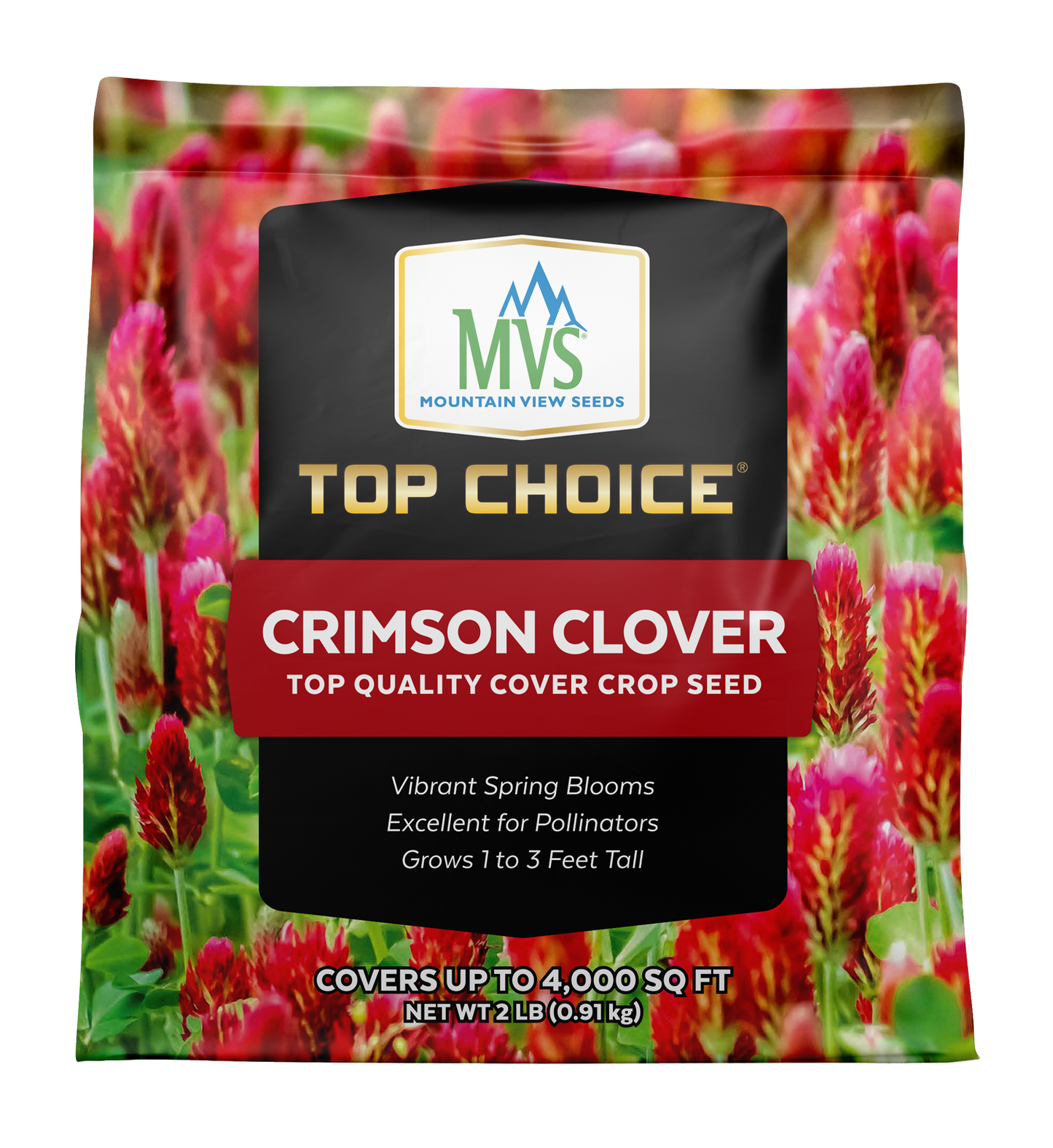 Top Choice Crimson Clover seed bag for nitrogen-fixing lawns
