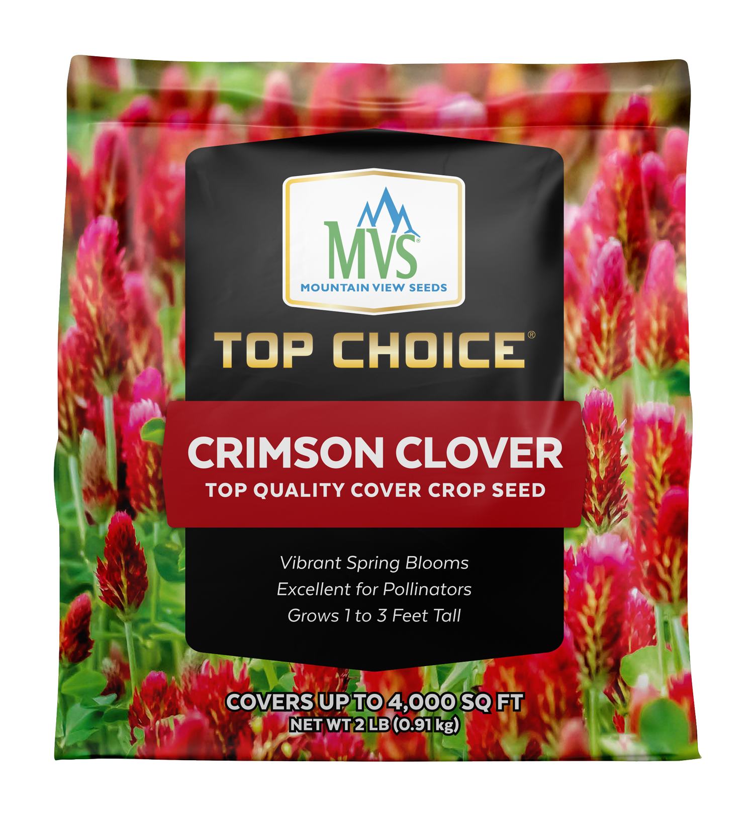 Top Choice Crimson Clover seed bag for nitrogen-fixing lawns